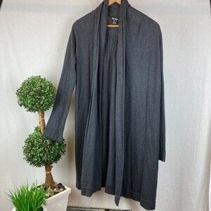 Kensie Gray Long Sleeve Knit Duster Open front Cardigan Sweater M
